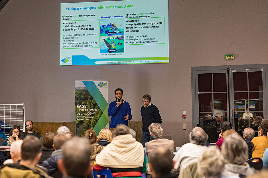 Présentation du bureau d’étude Eaucéa - Réunion eau et climat à Arreau - 30 janvier 2024 © CD 32/JC DEBORD - Enlarge picture (modal window)